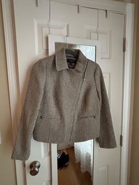 Talbots Gray Tweed Zip-Front Blazer